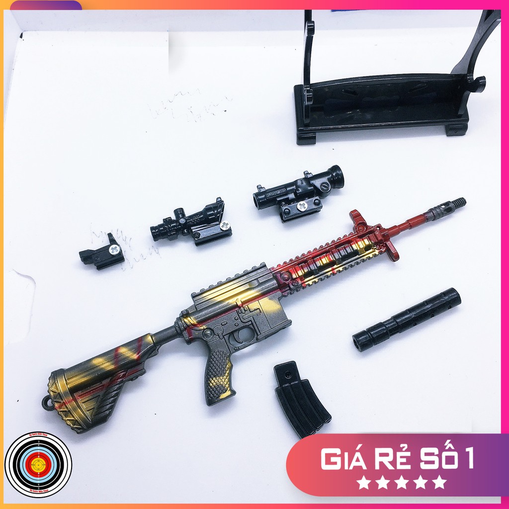 Mô hình súng pubg kim loại lắp ráp M416 skin Rằn Ri dài 20cm mô phỏng giống thật trong game [TẶNG KỆ ĐỠ]