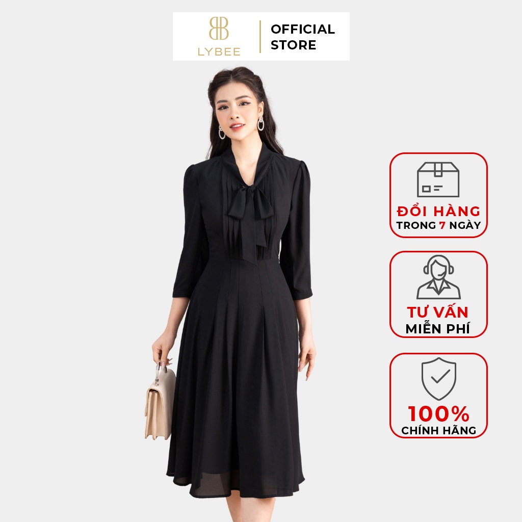 Váy công sở thiết kế 30Simple chất lụa chéo sang chảnh SV030 LYBEE