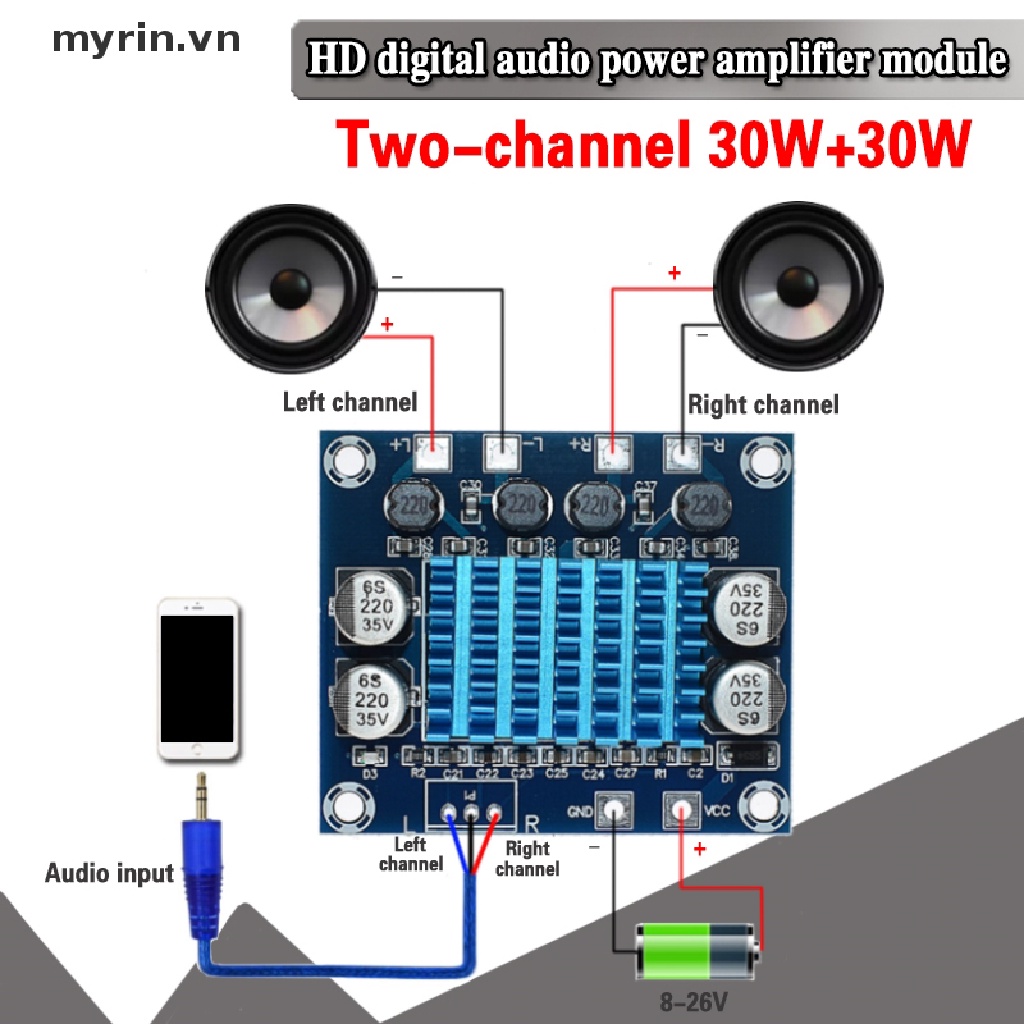 Bảng Mạch Khuếch Đại Âm Thanh Kỹ Thuật Số TPA3110 XH-A232 30W + 30W 2.0