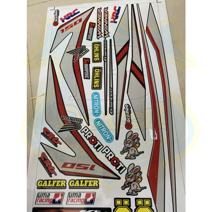 ( Quí khách vui lòng mang ra tiệm cho thợ dán ) Tem xe winner v1 mẫu zin đỏ đen