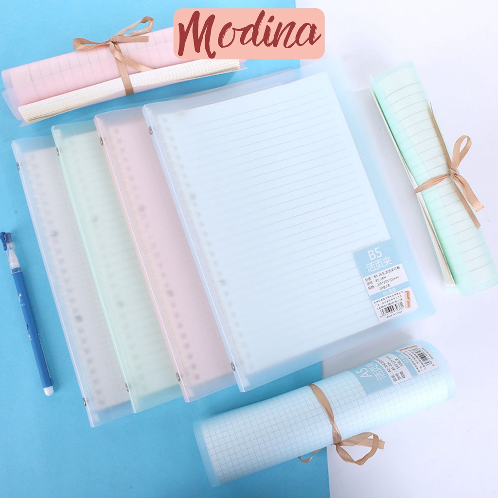 Binder sổ còng nhựa, bìa sổ còng nhựa a4 a5 b5 MODINA kèm ruột (BÌA DẺO)