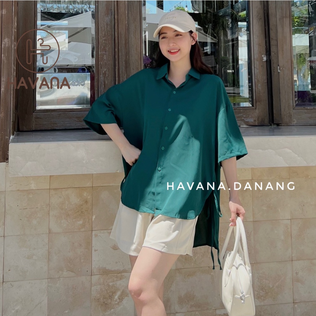 Áo sơ mi lụa nữ, sơ mi lụa cộc tay buộc dây hai bên eo freesize form rộng AE184