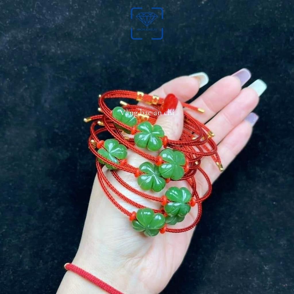 Vòng tay cỏ 4 lá ngọc xanh may mắn, Anchi jewelry