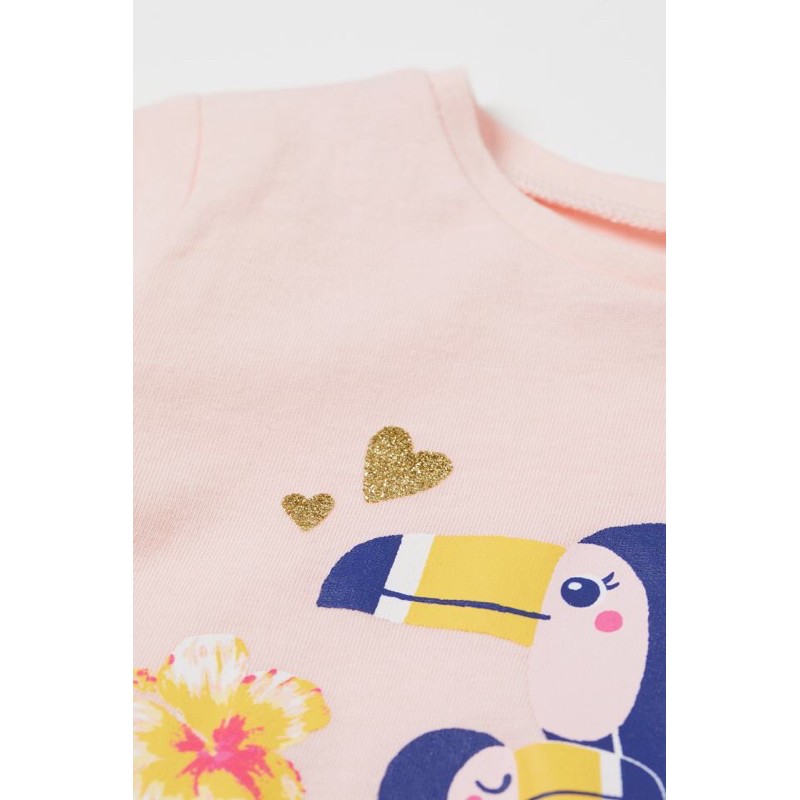 Set bộ bé gái áo hồng quần ghi xám săn sale UK sz 6-9m