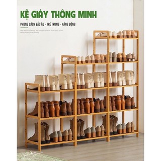 Kệ Để Giày Dép Gỗ Tre Lắp Ghép Cao Cấp Phong Cách Bắc Âu, Tiết Kiệm Diện Tích