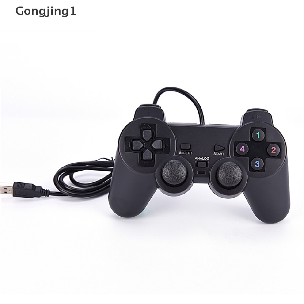 Gongjing1 Black USB Dual Shock PC Computer Wired Gamepad Game Controller Joystick VN