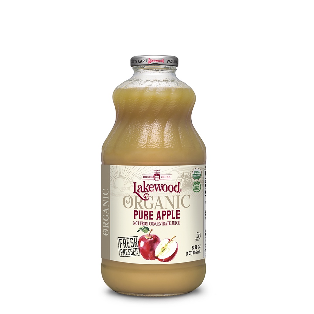 Date 13/07/2024 COMBO 2 chai Nước ép táo hữu cơ nguyên chất Lakewood, 946ML