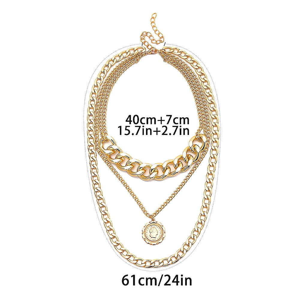 Vòng cổ Nhiều Lớp Bằng Hợp Kim Cuban Thời Trang Cho Nữ