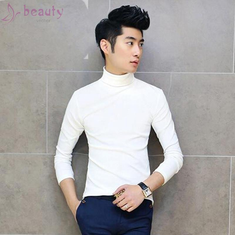 Mens High Collar Sweater Turtleneck Long Sleeve Stretch Warm Jumper Shirts Tops