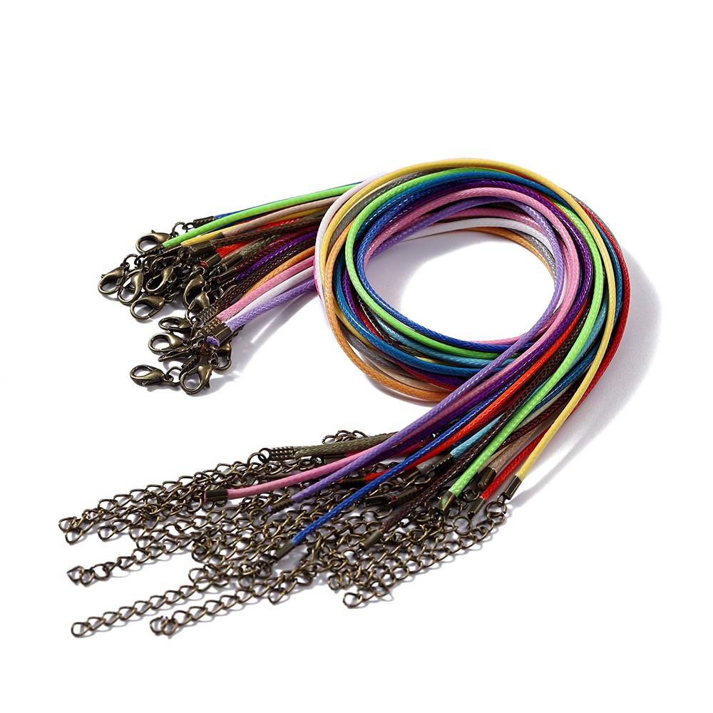 St.kunkka 1.5 / 2mm 50cm 10 cái Sợi bông Sợi Sáp Đồng thau Khóa vòng cổ có thể điều chỉnh