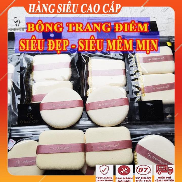 [ FreeShip - BÁN TRI ÂN ] Sét 2 cái Bông mút trang điểm cao cấp siêu mềm mịn/ Mút tán kem nền, lót, BB, CC golden rose