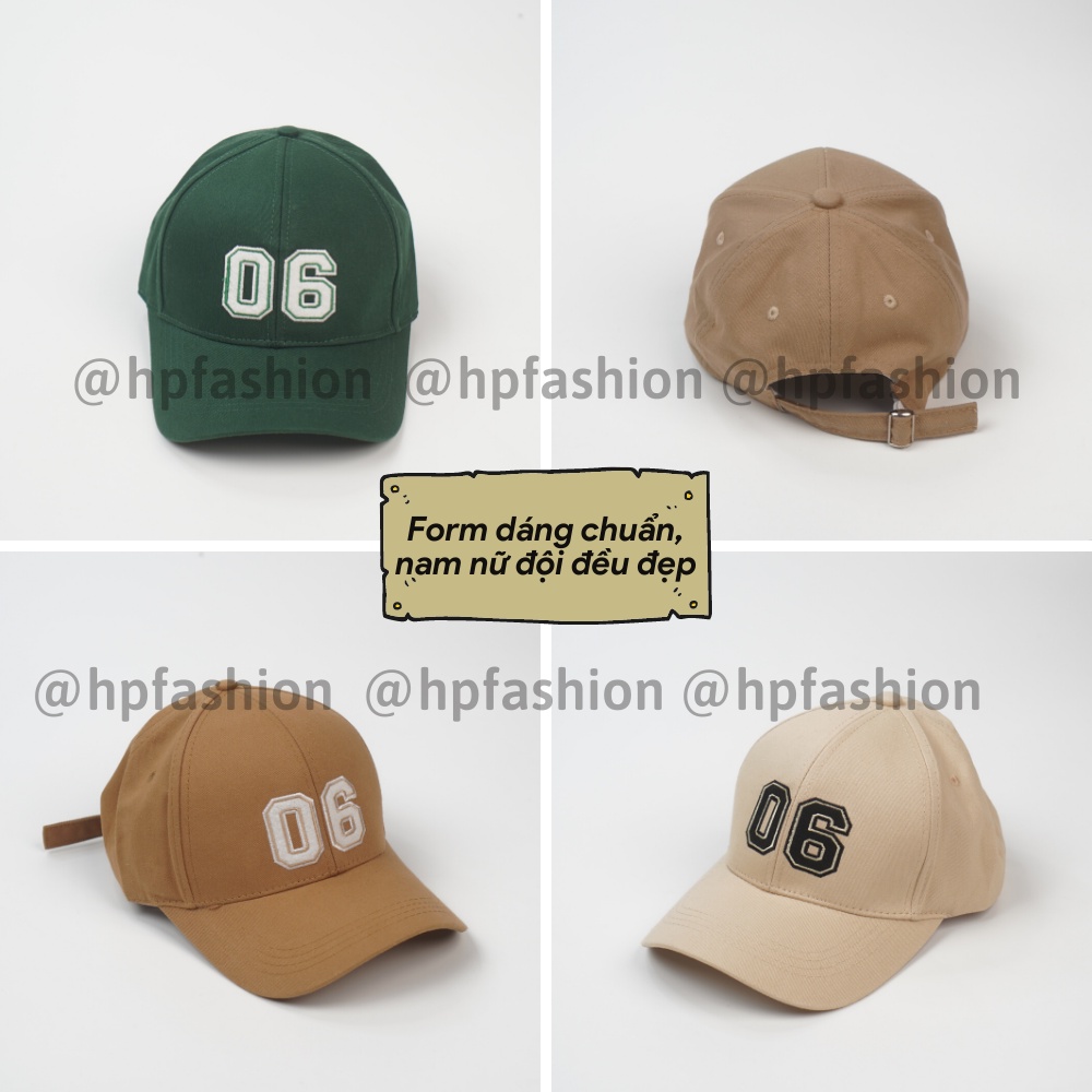 Mũ lưỡi trai ❤️ Nón kết thêu hình chữ 06 chất kaki cao cấp form unisex nam nữ N71 - Happy Style