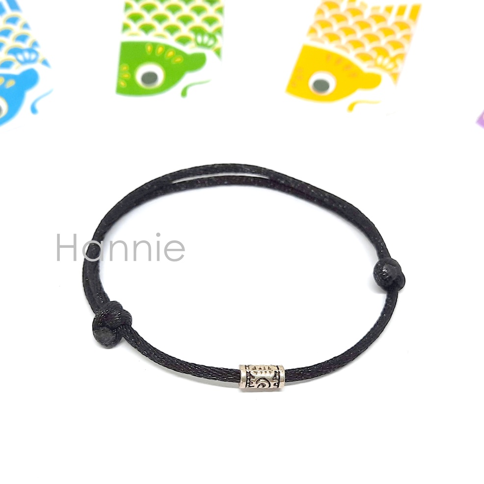 (Đỏ/Đen) Vòng tay chỉ đỏ đen khúc bạc khóa trượt may mắn đeo tay nam nữ đơn giản - Lucky Bracelet handmade