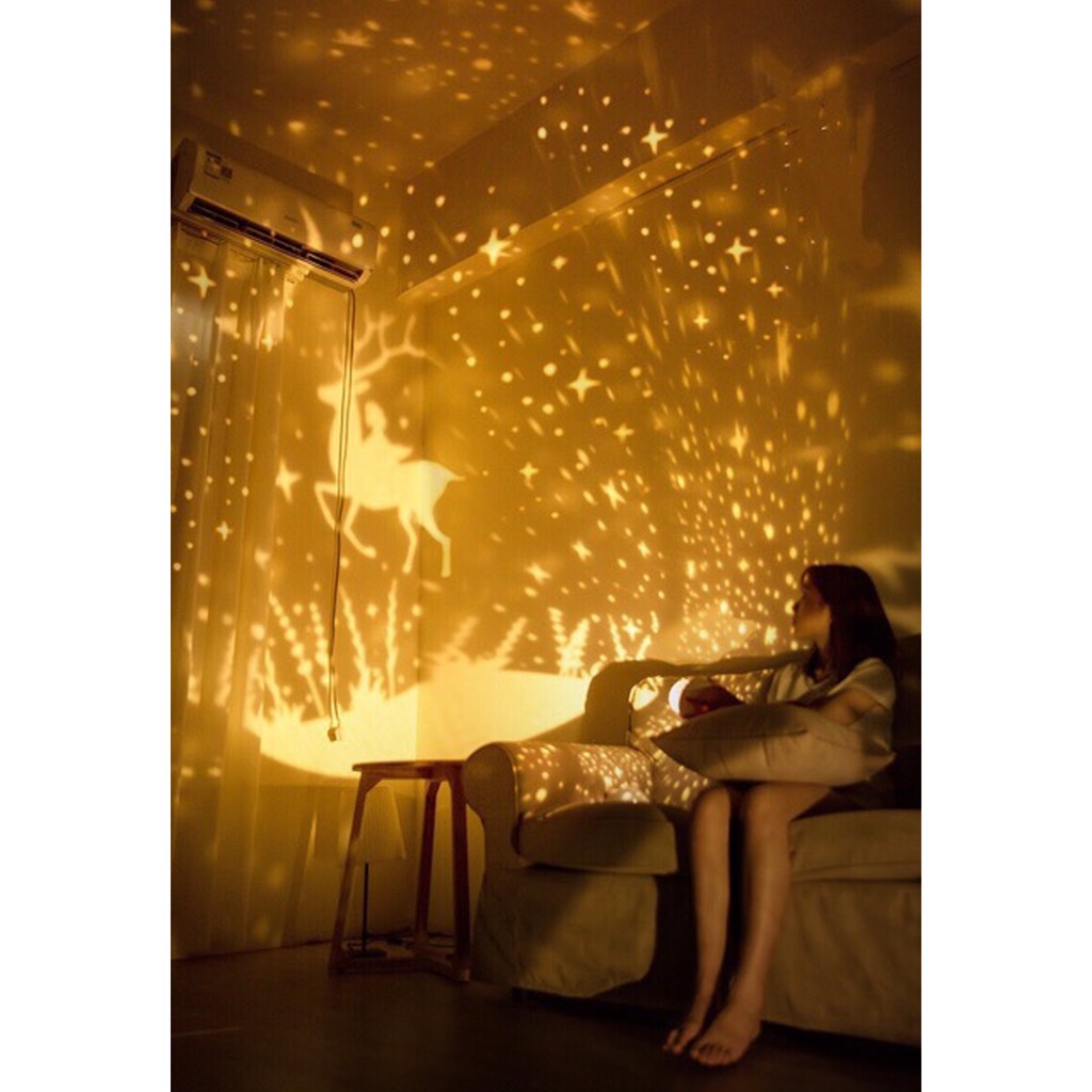 (Giá rẻ nhất) Đèn ngủ chiếu sao tự xoay, kèm 6 mẫu hình cổ tích, đại dương, sinh nhật, đèn LED lãng mạng | BigBuy360 - bigbuy360.vn