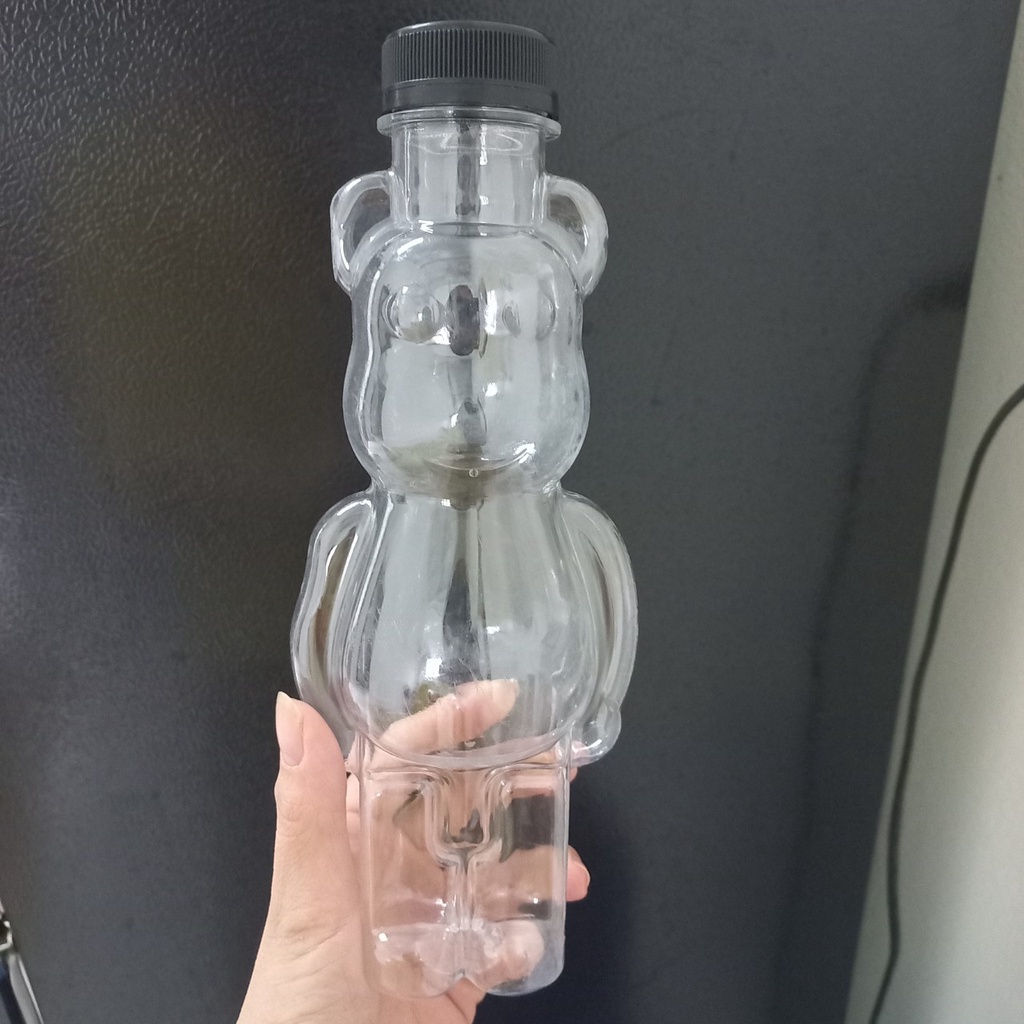 ( Thanh Lý) Chai Nhựa Gấu bearbrick, Chai Nhựa Đựng Trà Sữa 500ml, 850ml