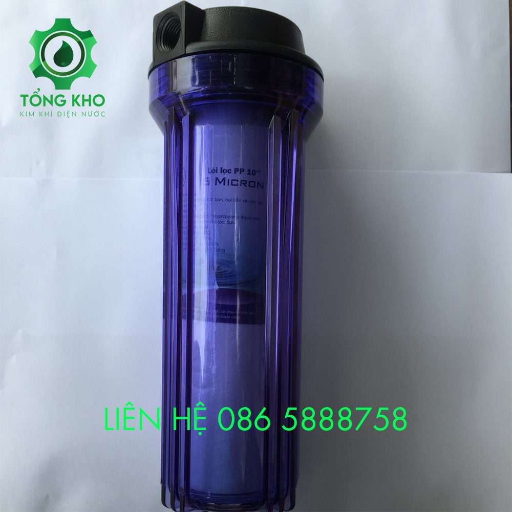 Cốc lọc nước thô đầu nguồn 10 inch, ren 21 dùng cho máy lọc nước - Tổng kho kim khí điện nước - CL21-01