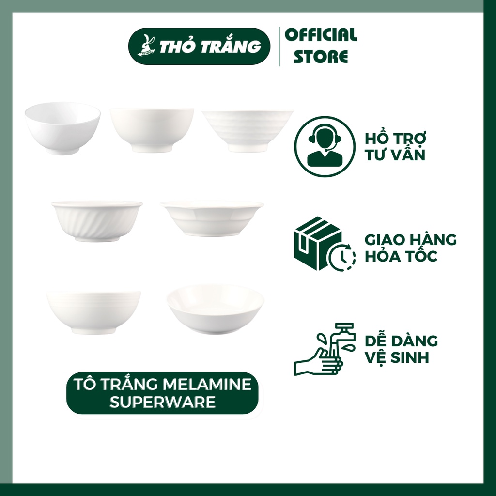 Tô Bún, Mì, Phở Màu Trắng Nhựa Melamine Superware Thái Lan cao cấp đa dạng mẫu mã