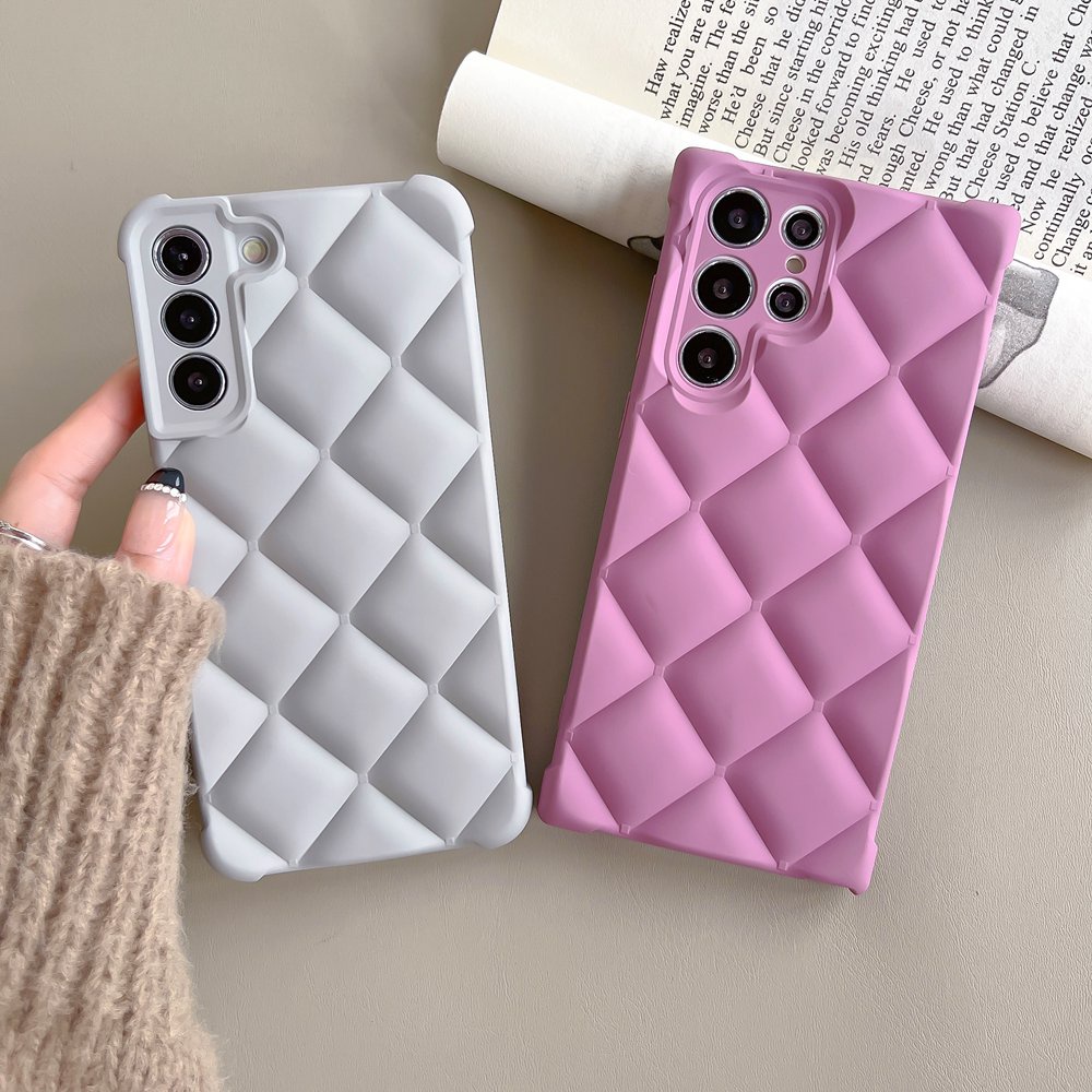 Ốp Điện Thoại Silicon Mềm Mặt Nhám Họa Tiết Kẻ Ô 3D Cho Samsung Galaxy S22 Ultra S21 Plus