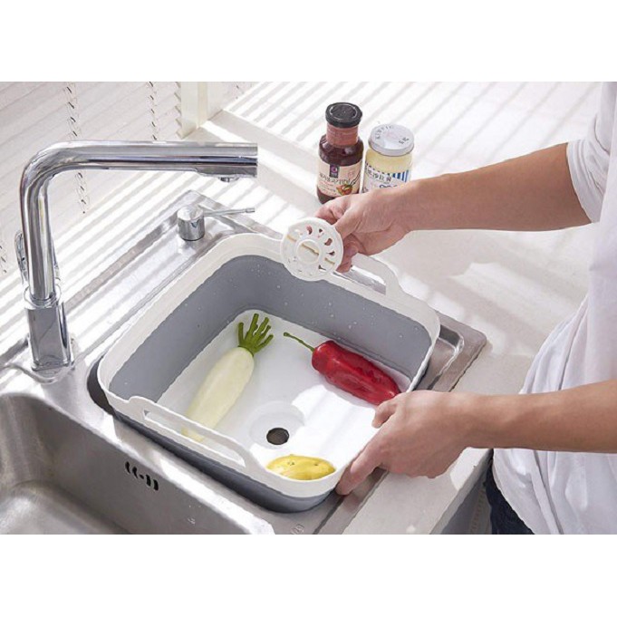 Chậu rửa gấp gọn thông minh đa năng tiện dụng kiêm thớt