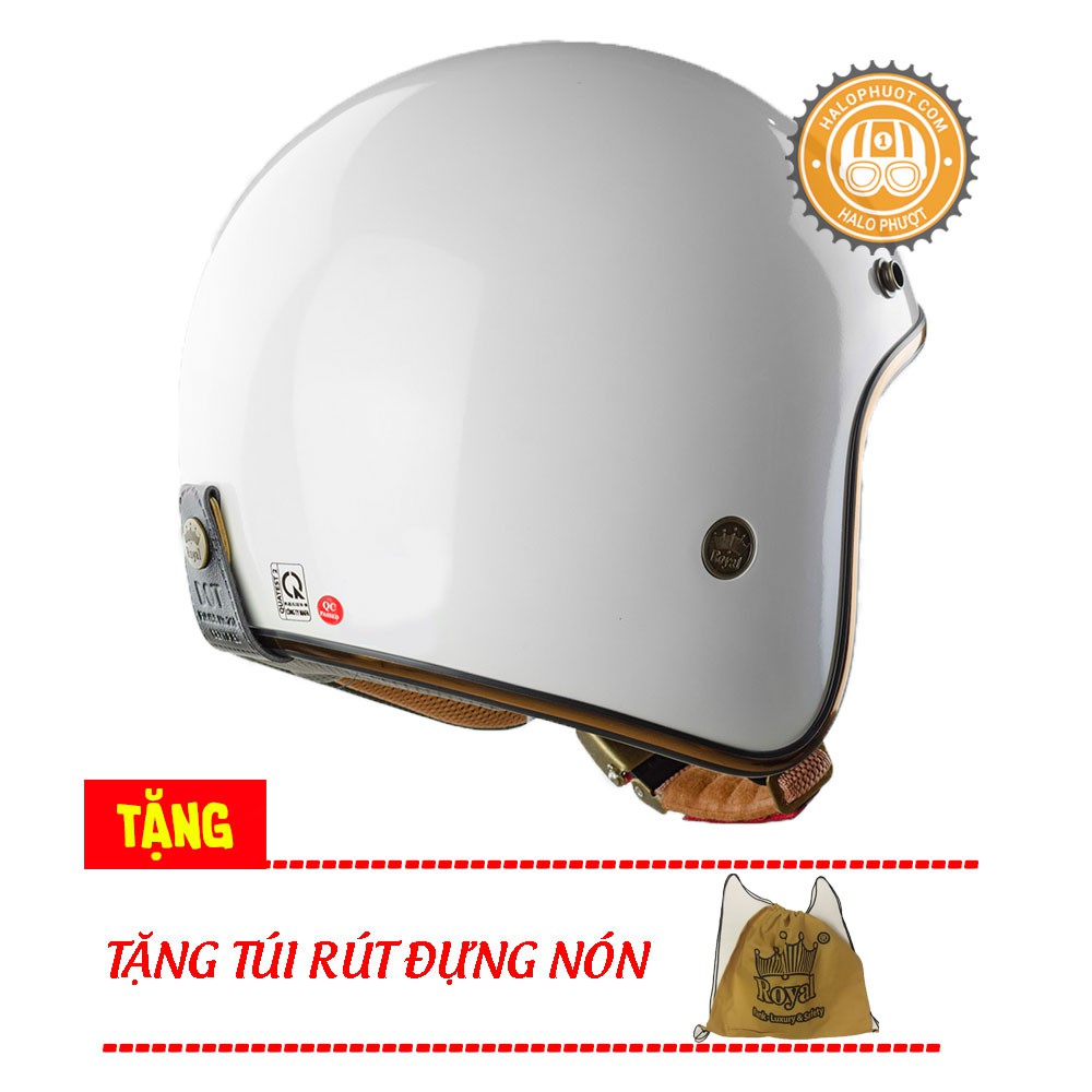 Nón bảo hiểm 3/4 Luxury Royal M20C Trắng Bóng