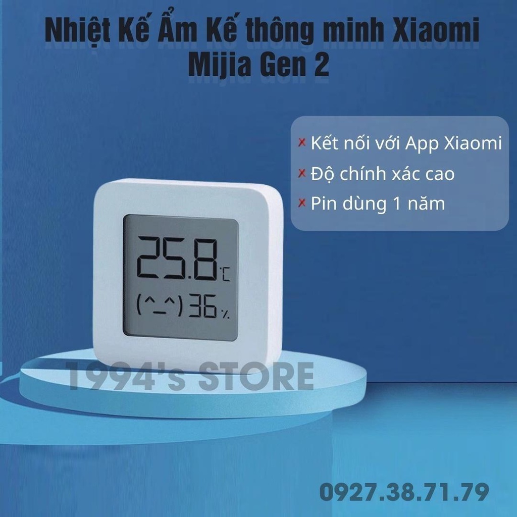 (CÓ SẴN) Nhiệt Kế Ẩm Kế thông minh Xiaomi Mijia Gen 2 (Đời 2) Bluetooth Kết Nối Với Smartphone - Tablet Theo Dõi Qua App