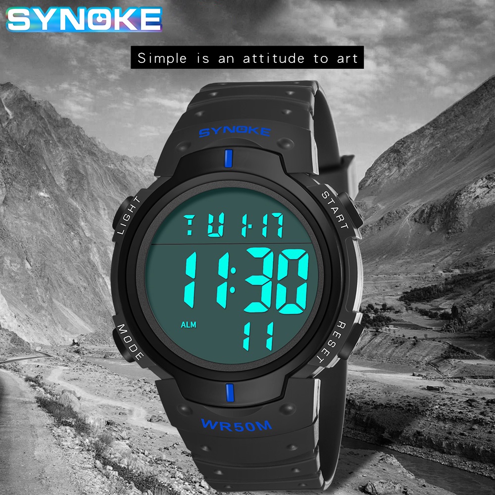 Đồng hồ nam SYNOKE Đồng hồ thể thao kỹ thuật số đa chức năng không thấm nước