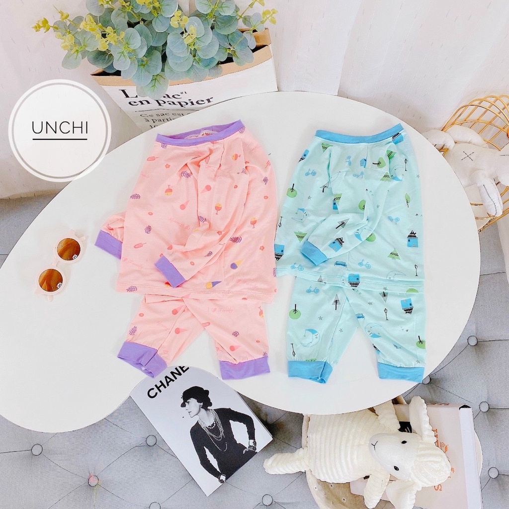 Bộ Dài Tay Cho Bé Gái, Bé Trai Minky Mom Vải Cotton in Hoạ Tiết dễ thương, Bộ Quần Áo Dài Tay Trẻ Em, Bé Mặc Điều Hòa