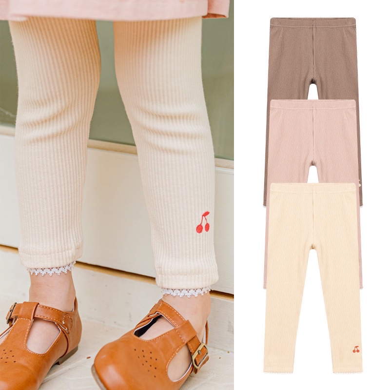 quần legging tăm gân cherry cho bé gái