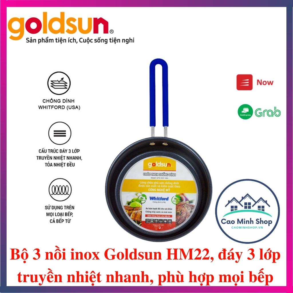 Chảo từ chống dính Goldsun cao cấp GPA1402-16IH/18IH/20IH/24IH/26IH/28IH, đáy từ 3 lớp chính hãng - Cao Minh Shop
