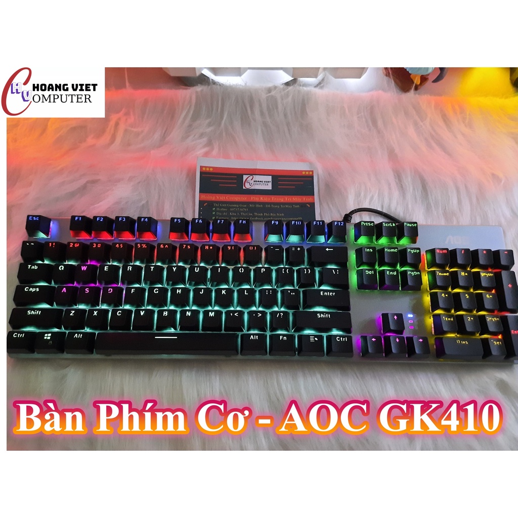 Bàn phím cơ AOC GK410 , phím cơ led Rainbow rất đẹp - Hàng chính hãng AOC