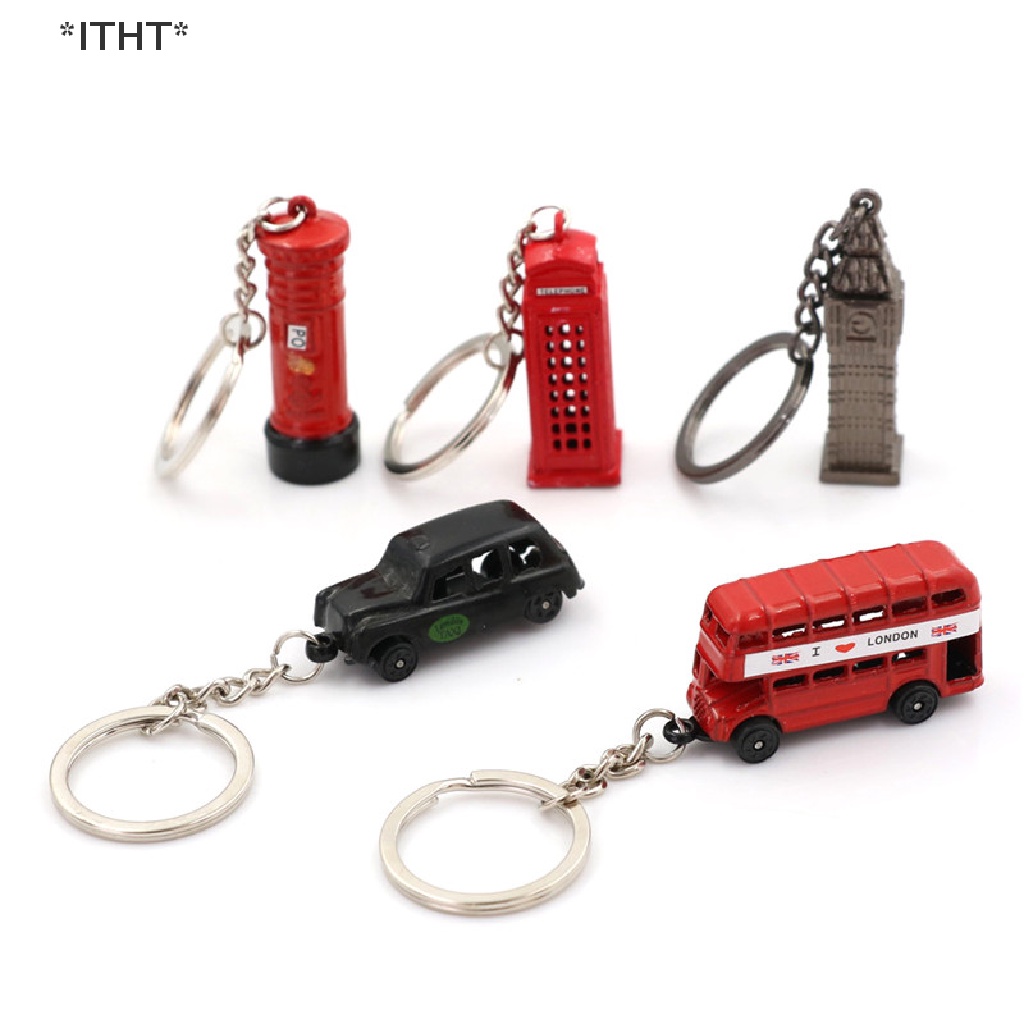 [ITHT] Móc Khóa Mô Hình Xe Buýt Taxi Đỏ Thu Nhỏ London