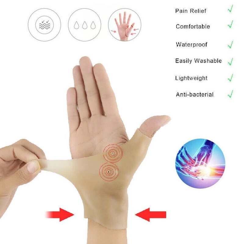 Găng cổ tay chỉnh hình ngón cái silicone gel nam châm liệu pháp từ tính hỗ trợ làm giảm đau