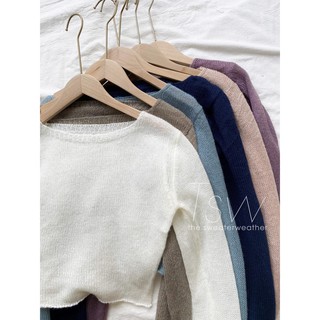 Áo croptop dài tay len tơ mỏng