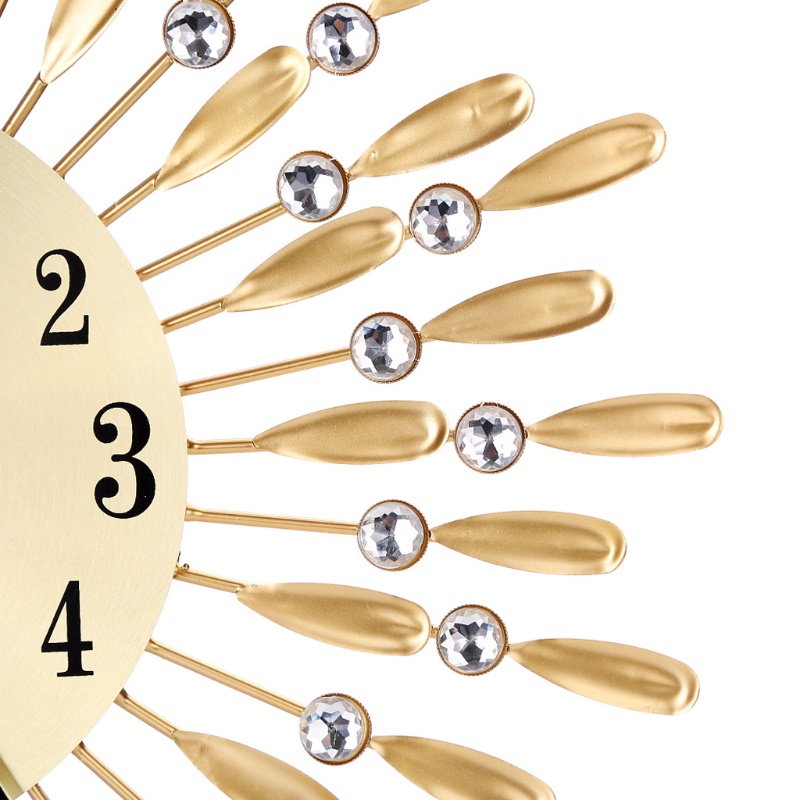 Đồng Hồ Treo Tường Cỡ Lớn Bằng Kim Loại Đính Kim Cương Giả Sang Trọng Trang Trí Nhà Cửa / Văn Phòng