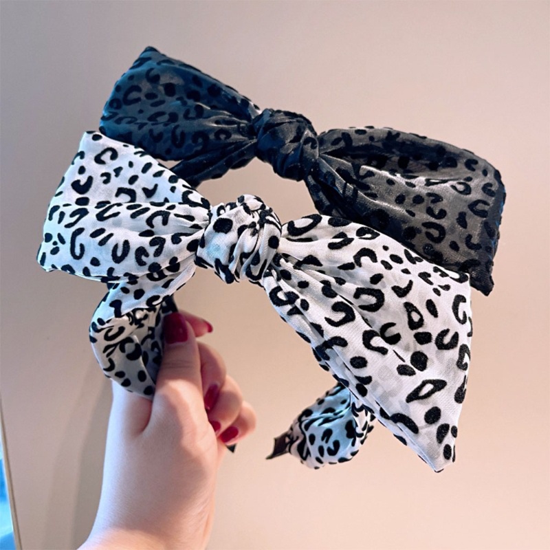 Băng Đô Cài Tóc Bản Lớn In Họa Tiết Da Báo Cổ Điển