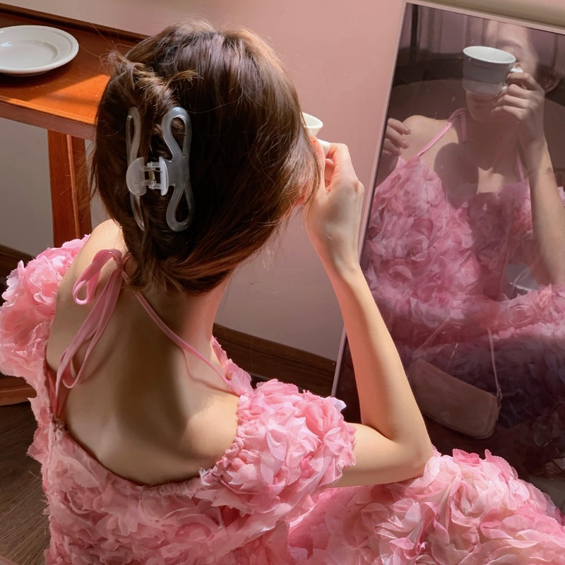 Kẹp Tóc Dạng Thạch Trong Suốt Màu Hồng Ngọt Ngào Đa Năng Cho Nữ