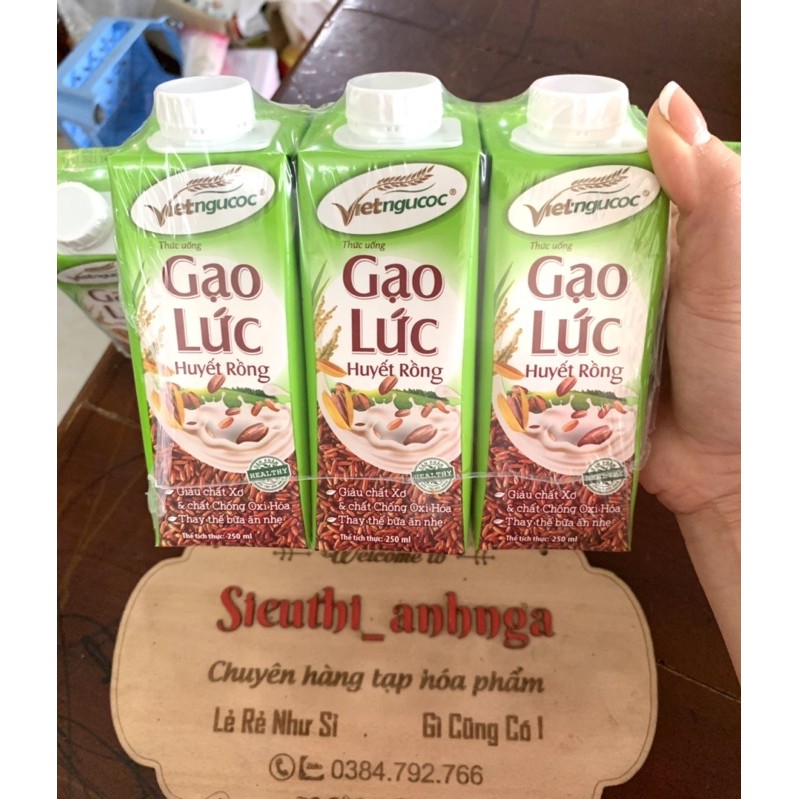 Sữa Uống Gạo Lứt Huyết Rồng Lốc 3 Hộp x 250ml