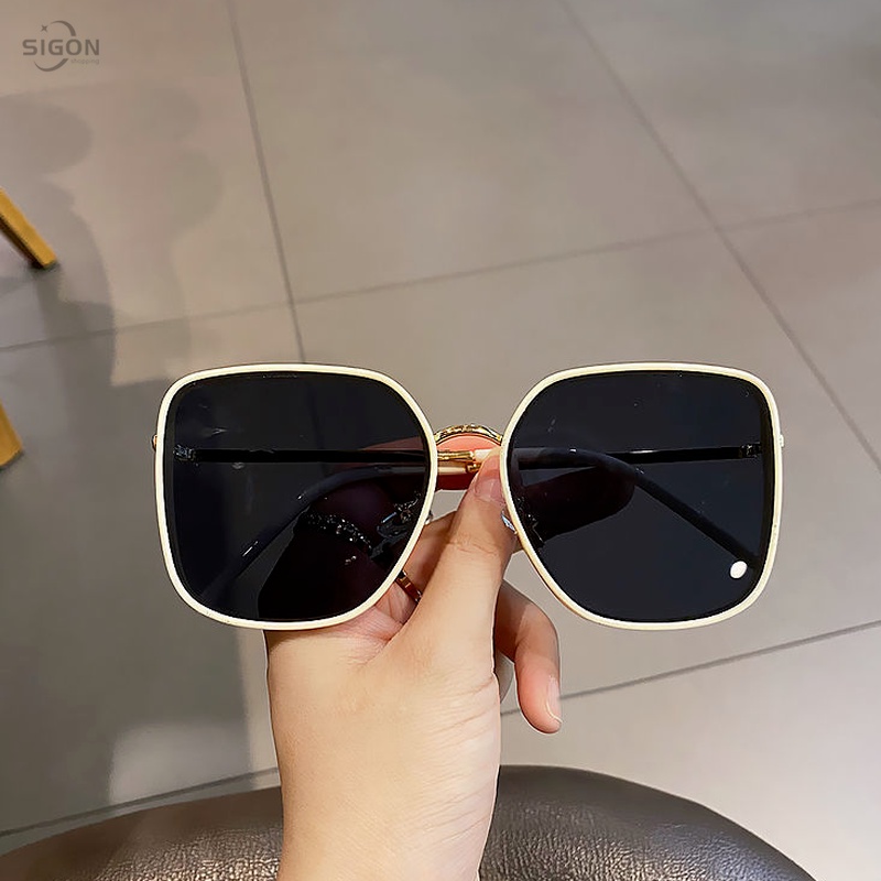 Kính Mát Nữ Gọng Kim Loại Lớn Chống Tia Uv Bảo Vệ Mắt