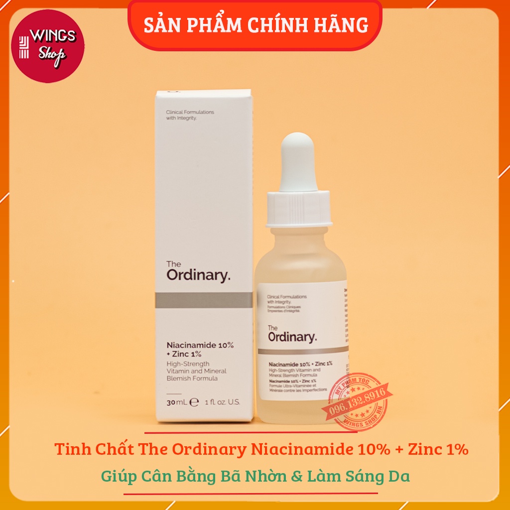 Tinh Chất The Ordinary Niacinamide 10% + Zinc 1% Giúp Cân Bằng Bã Nhờn Làm Sáng Da Và Thu Nhỏ Lỗ Chân Lông 30ml