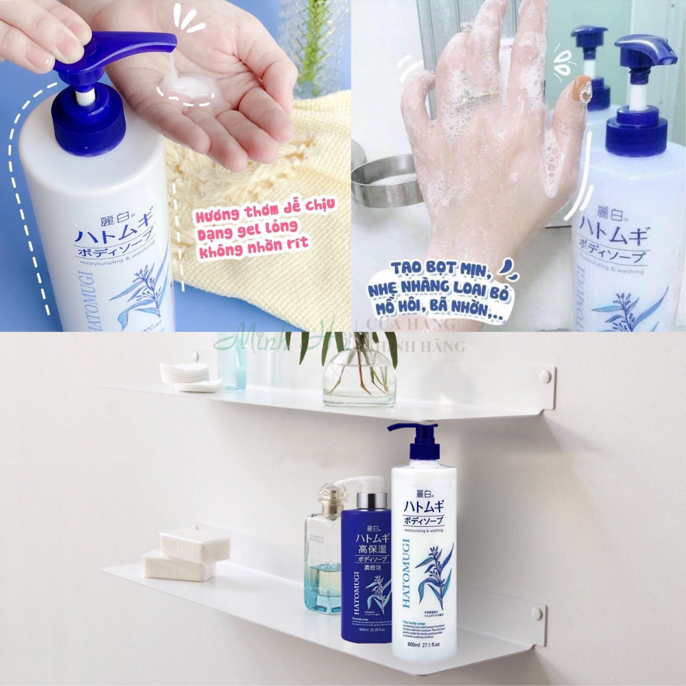 Sữa tắm Hatomugi Moisturizing Washing 800ml chiết xuất hạt ý dĩ giúp dưỡng ẩm và làm trắng da