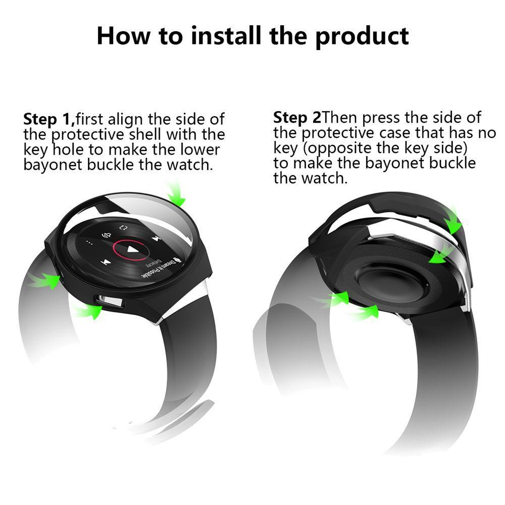Ốp Bảo Vệ Mặt Đồng Hồ Bằng PC Cứng Nhám 9H Kèm Kính Cường Lực Cho HUAWEI WATCH GT 2e 46mm
