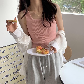 Áo Ống Dệt Kim Không Tay Thiết Kế Mới Mùa Hè Cho Nữ