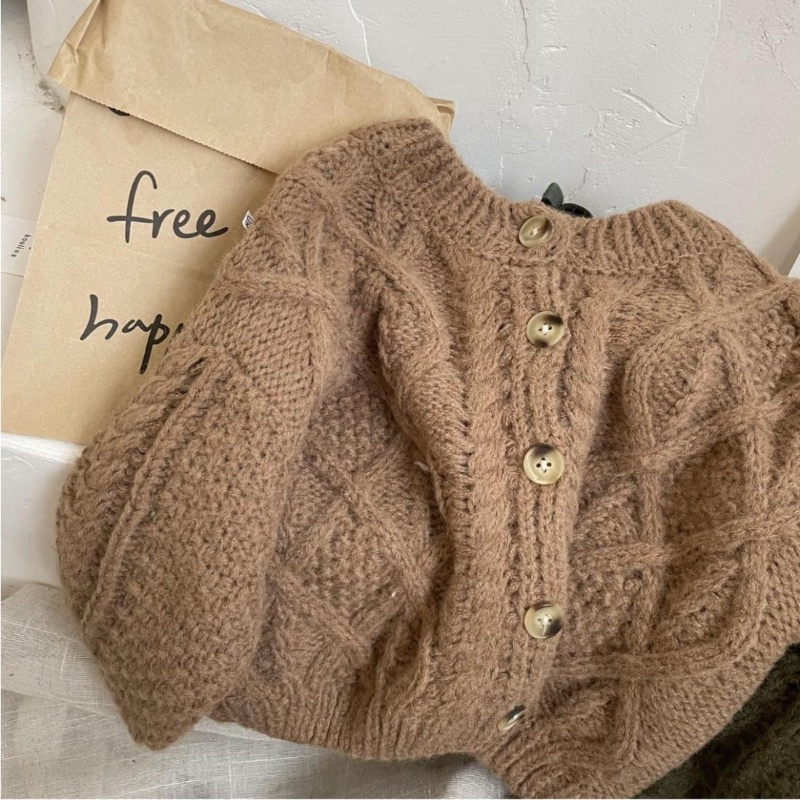 MNGRL Áo Cardigan Len Rộng Phong Thời Trang Hàn Quốc Cho Bé Trai Bé Gái