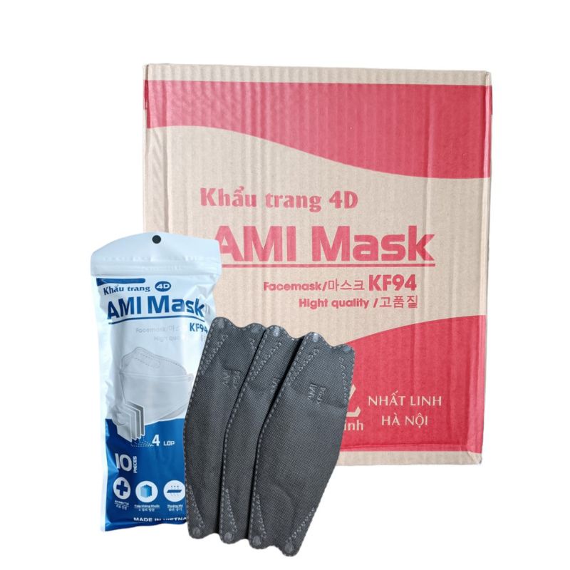 Khẩu Trang Kf94 Ami Màu Đen(1thùng 300cái tiêu chuẩn hàn quốc)