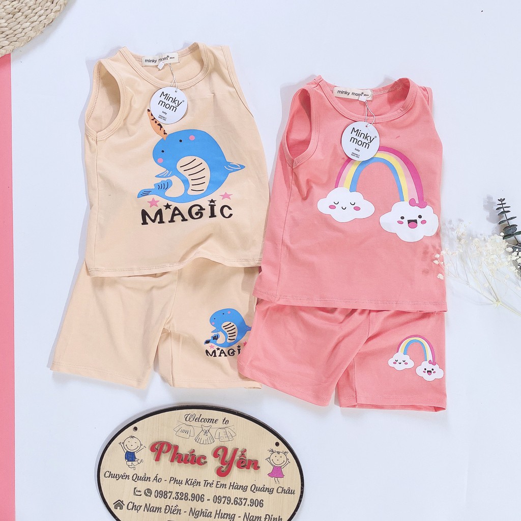 Bộ Ba Lỗ Cotton 100 % Hàng Minky Mom In Họa Tiết Mây-Đỏ Cho Bé (Size 8-18kg) (SP001472)