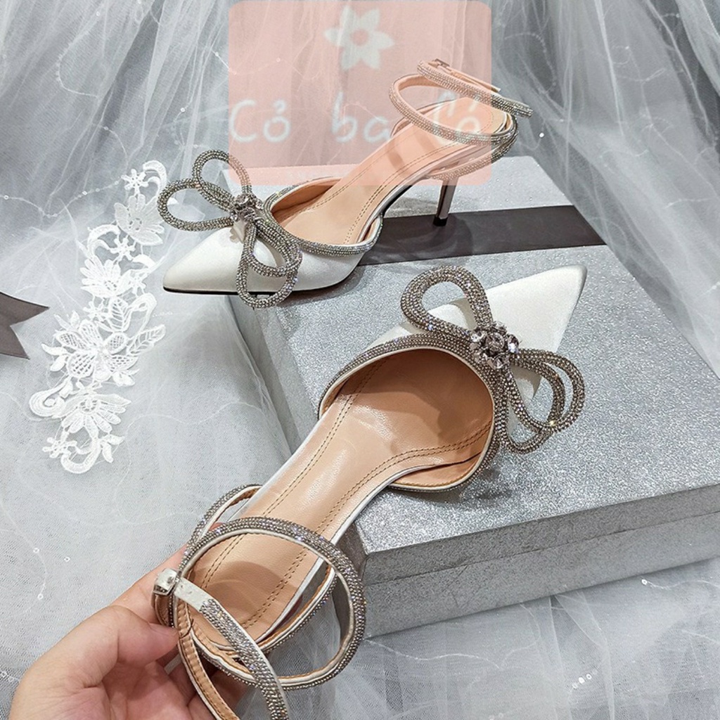 GUỐC NỮ COBALA SHOES - GIÀY THỜI TRANG NHỌN NƠ ĐÁ - SANDAL CAO GÓT HẬU SAU 9 PHÂN M63
