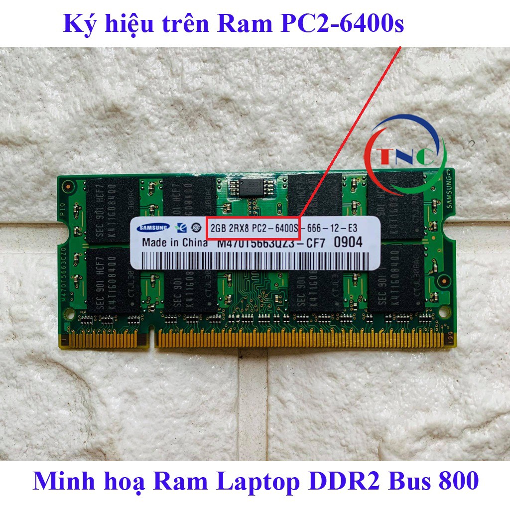 RAM Laptop DDR2 dung lượng 2Gb cũ tháo máy (Ram Laptop PC2 - 2G cũ)