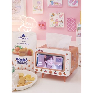 Hộp đựng khăn giấy ăn cao cấp kèm giá đỡ điện thoại 2in1 xin xắn