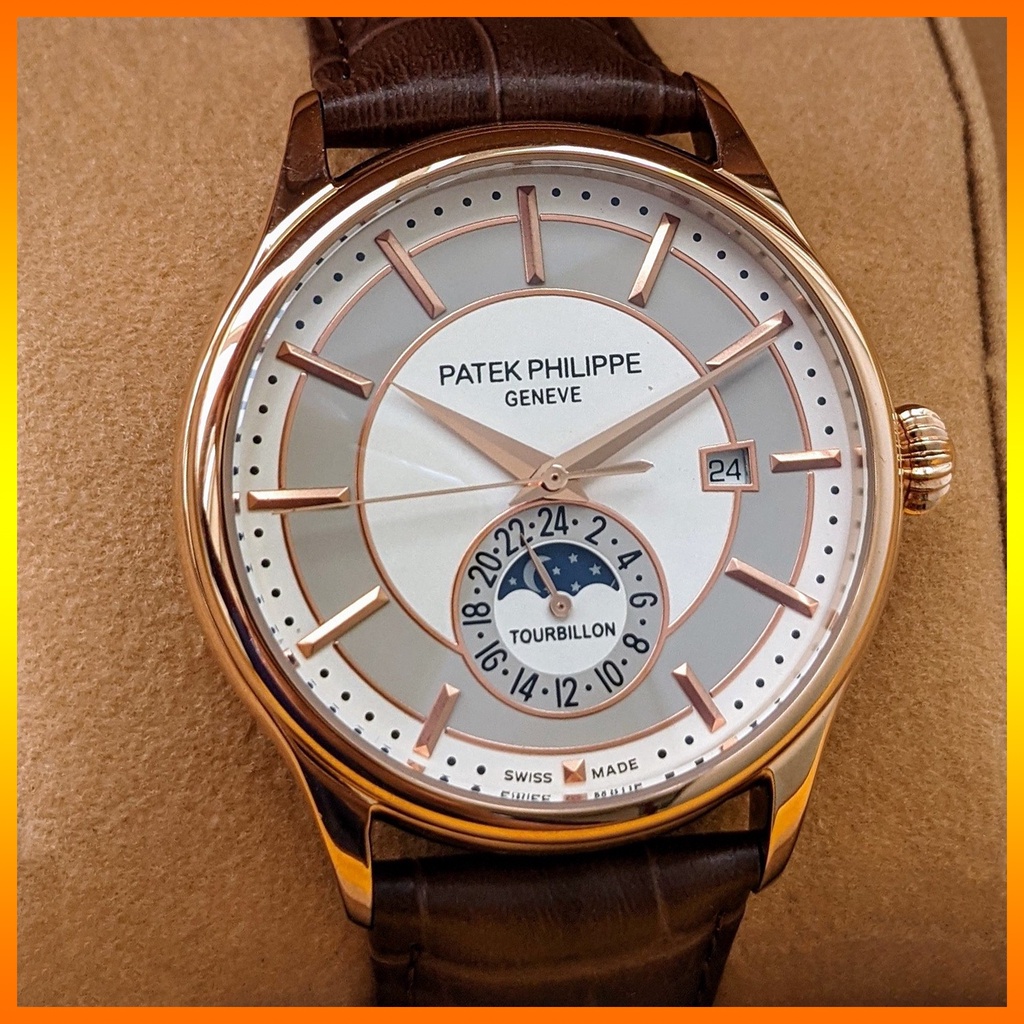 Đồng Hồ Nam PT Geneve Tourbillon Dây Da Nâu Cà Phê, Máy Lộ Cơ Cao Cấp, Tích Hợp Lịch Ngày Và Lịch Ngày Đêm