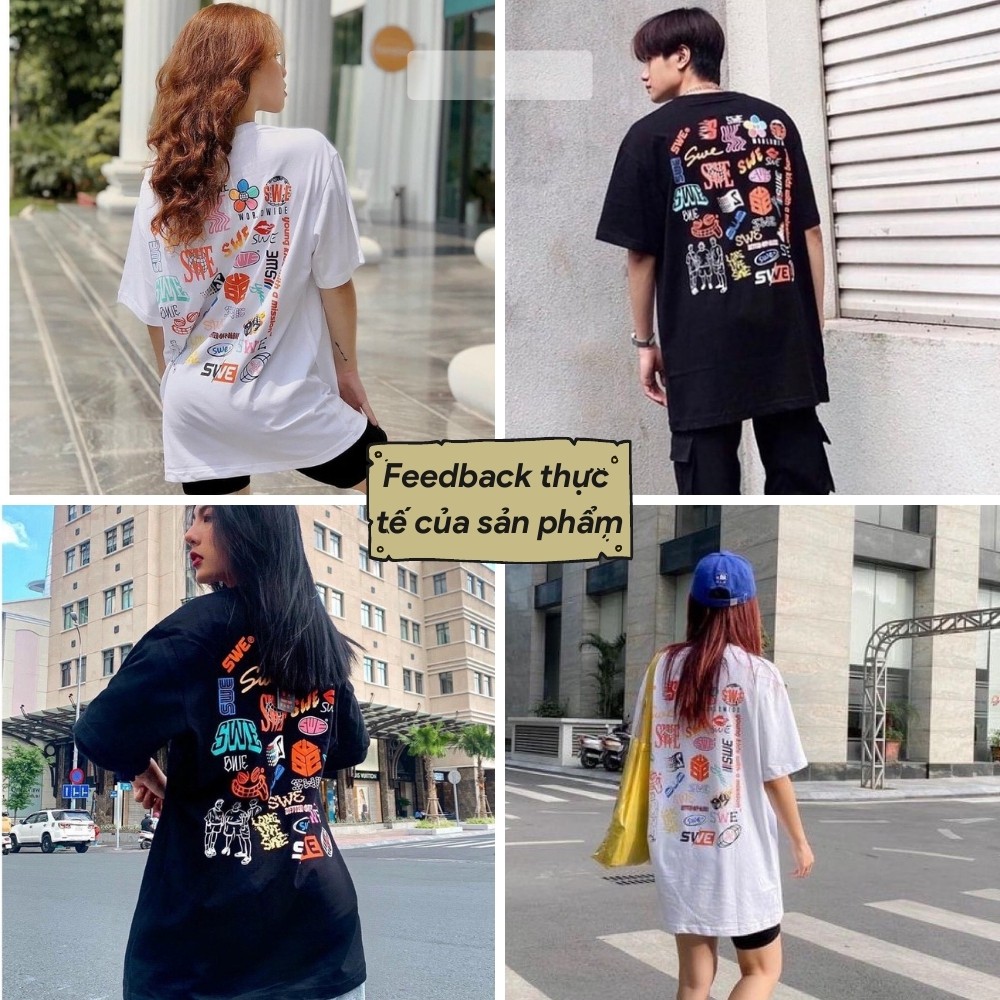 Áo thun tay lỡ SWE form rộng Unisex nam nữ phong cách 2022 Ulzzang - AT06